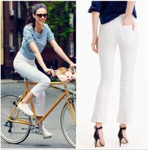 J. Crew Billie Demi Boot Cut Cropped White Jeans Preppy Casual Kick Flare NEW